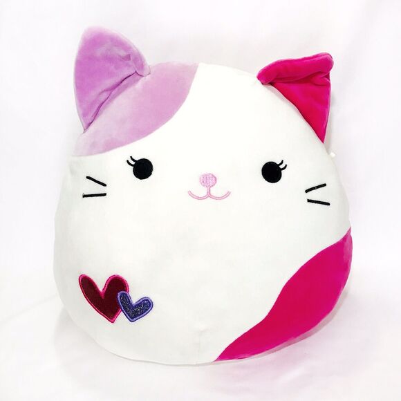 Squishmallow Tiffany Pink Purple Calico Cat Kitten 12" Hearts Valentines Plush - Picture 1 of 9